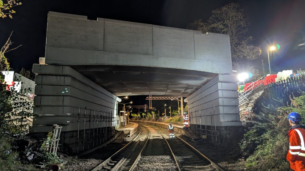 Aerial image of bridge construction