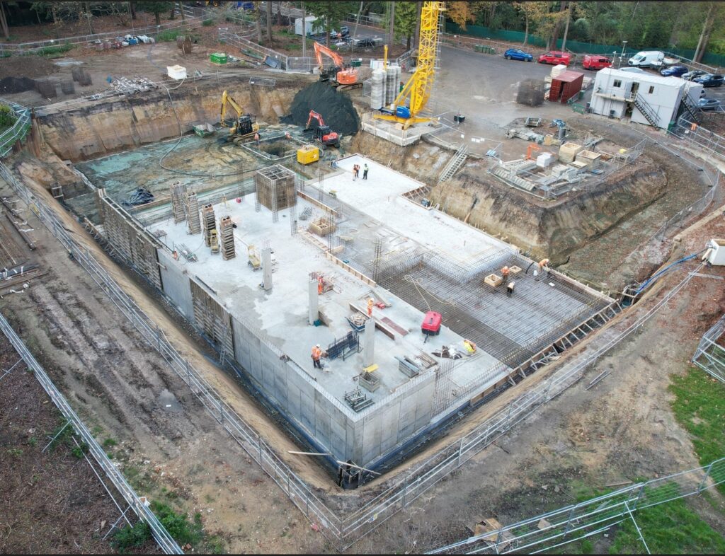 Aerial photo of concrete basement