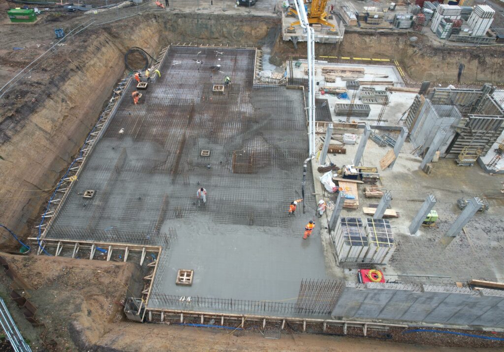 Aerial photo of concrete basement