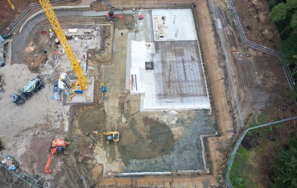 Aerial photo of concrete basement